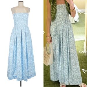 NEW Coco Shop Skinny Strap Elegant Blue Floral Maxi Dress Sz M